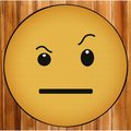 Deerlux Emoji Style Round Funny Smiley Face Kids Area Rug, Raised Eyebrow Emoji Rug, 36 x 36 QI003875.S